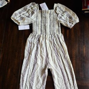 NWT Jessica Simpson Girls Striped Jumpsuit Size 6